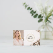 Cheetah Luipaard Print Logo Foto QR Code Visitekaartje (Staand voorkant)