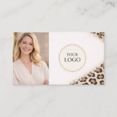 Cheetah Luipaard Print Logo Foto QR Code Visitekaartje (Voorkant)