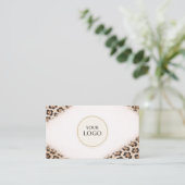 Cheetah Luipaard Print Logo QR Code Professioneel Visitekaartje (Staand voorkant)