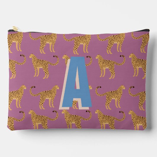 Cheetah, luipaard roze monogram etui (Voorkant)
