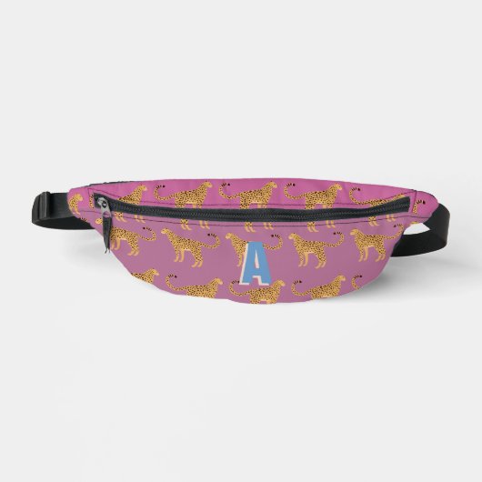 Cheetah, luipaard roze monogram heuptasje (Voorkant)