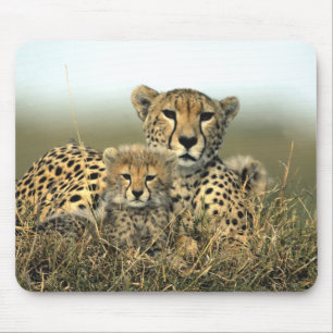 Cheetah Mam en Cub Mousepad Muismat