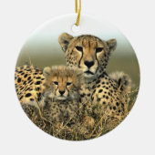 Cheetah Mam en Cub Ornament (Voorkant)