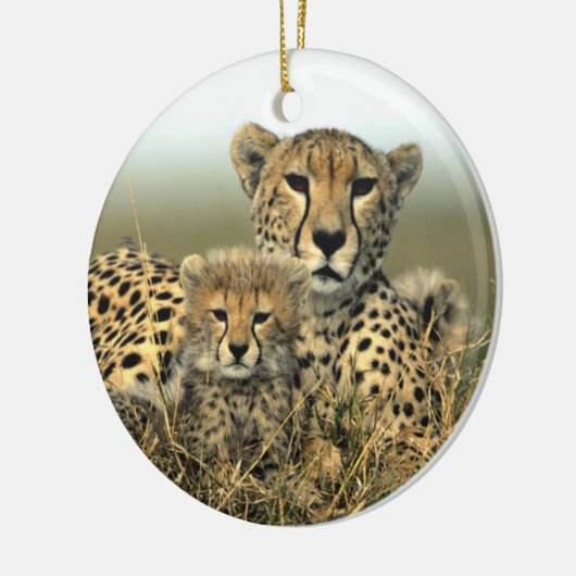 Cheetah Mam en Cub Ornament (Links)