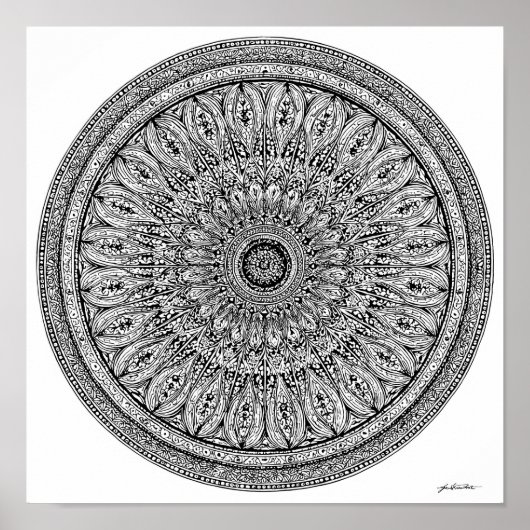 Cheetah Mandala Intricate Coloring Page Poster (Voorkant)