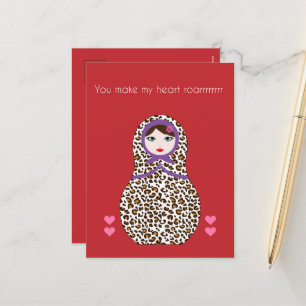 Cheetah Matryoshka valentijnen kaart