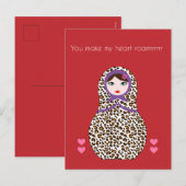 Cheetah Matryoshka valentijnen kaart (Voorkant / Achterkant)