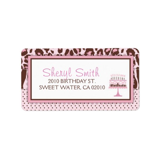 Cheetah meisje cupcake adreslabel etiket (Voorkant)
