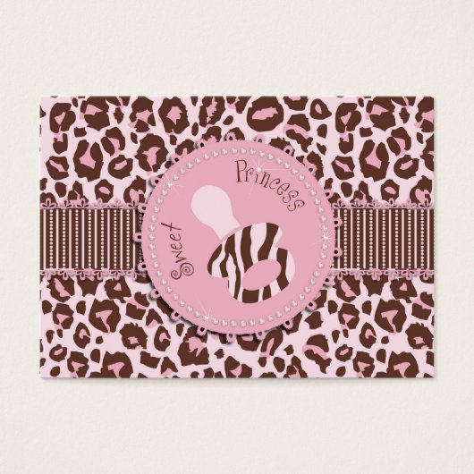 Cheetah Meisje Gift Label Roze B Visitekaartjes (Voorkant)