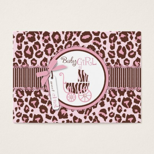 Cheetah Meisje Gift Label Roze D Visitekaartje (Voorkant)