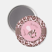 Cheetah meisje magneet roze B (Voorkant / Achterkant)