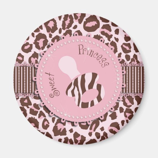 Cheetah meisje magneet roze B (Voorkant)