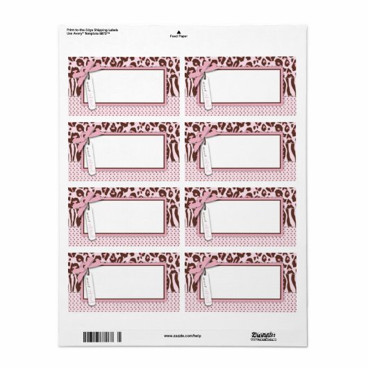 Cheetah Meisje Naam Tag Etiket (Full Sheet)