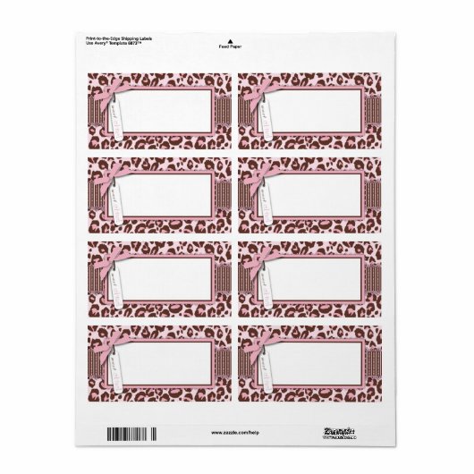 Cheetah Meisje Naam Tag Etiket (Full Sheet)