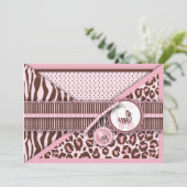 Cheetah Meisje Roze Kaart (Staand voorkant)