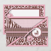 Cheetah Meisje Roze Kaart (Voorkant / Achterkant)