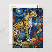 Cheetah met bloemen briefkaart (Voorkant / Achterkant)
