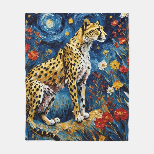 Cheetah met bloemen fleece deken (Voorkant)