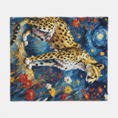 Cheetah met bloemen fleece deken (Voorkant (Horizontaal))
