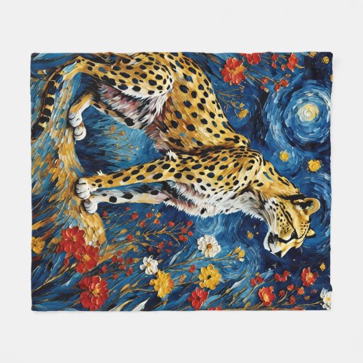 Cheetah met bloemen fleece deken (Voorkant (Horizontaal))