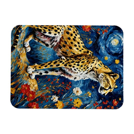 Cheetah met bloemen magneet (Horizontaal)