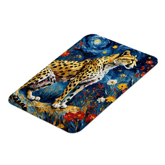Cheetah met bloemen magneet (Linkerzijde)