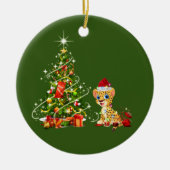 Cheetah met Petten kerst Keramisch Ornament (Voorkant)