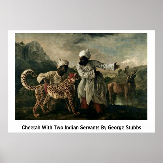 Cheetah met twee Indiase dienaren door George Stub Poster (Voorkant)