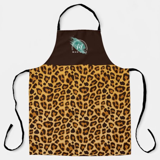 Cheetah Monogram Leather en Leopard Pattern Schort (Voorkant)