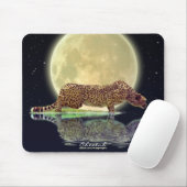 Cheetah & Moon Big Cat Wildlife Art Mousepad Muismat (Met muis)