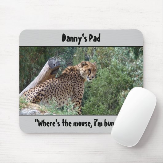 Cheetah Mousepad: "Waar is de muis, ik heb honger" Muismat (Met muis)