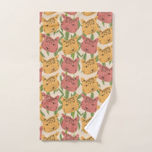 Cheetah Oerwoud Planten Greenery Coral Green Bad Handdoek (Handdoek)