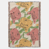 Cheetah Oerwoud Planten Greenery Coral Green Deken (Voorkant Verticaal)