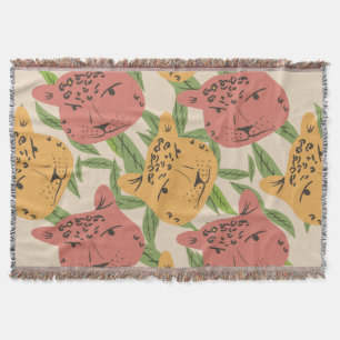 Cheetah Oerwoud Planten Greenery Coral Green Deken