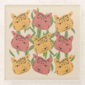 Cheetah Oerwoud Planten Greenery Coral Green Glazen Onderzetter (Voorkant)