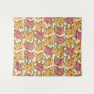 Cheetah Oerwoud Planten Greenery Coral Green Wandkleed