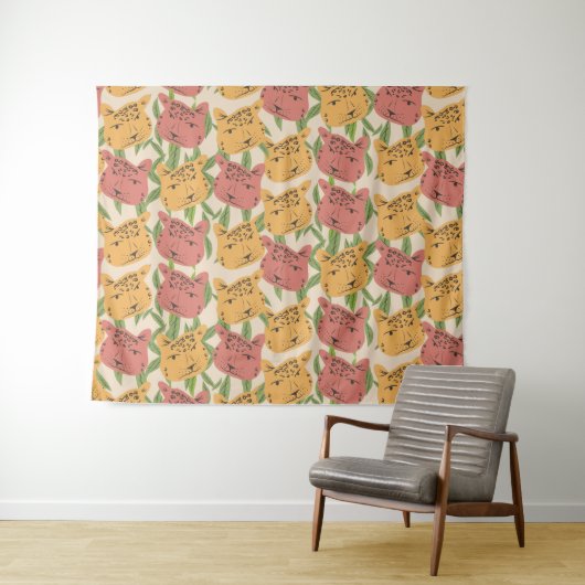 Cheetah Oerwoud Planten Greenery Coral Green Wandkleed (In Situ (horizontaal))