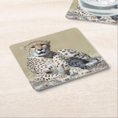 Cheetah op de Masai Mara in Kenia foto Kartonnen Onderzetters (Schuin)