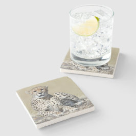 Cheetah op de Masai Mara in Kenia foto Stenen Onderzetter