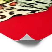 Cheetah op een rode achtergrond met bloemen poster (Hoek)