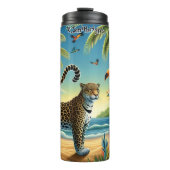 Cheetah op een tropisch strand thermosbeker (Voorkant)