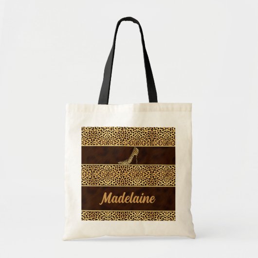 Cheetah op hoog niveau met naam tote bag (Voorkant)