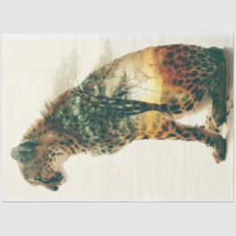 Cheetah Over Exposed Sunset Digitale Art Decoupage Tissuepapier