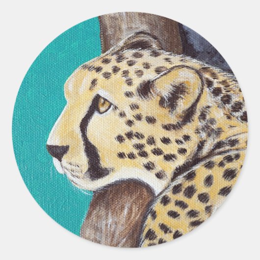Cheetah Painting Ronde Sticker (Voorkant)