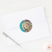 Cheetah Painting Ronde Sticker (Envelop)