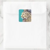 Cheetah Painting Vierkante Sticker (Tas)