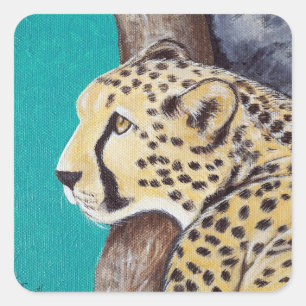 Cheetah Painting Vierkante Sticker