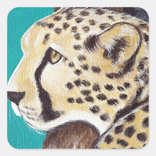 Cheetah Painting Vierkante Sticker (Voorkant)