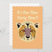 Cheetah Party Invitation, Birthday Party Kaart (Voorkant / Achterkant)