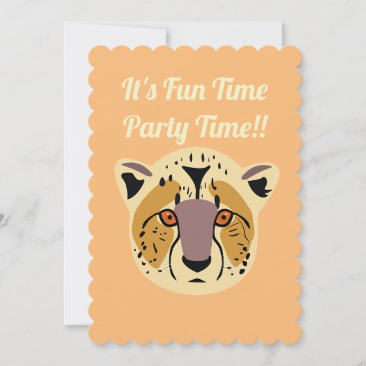 Cheetah Party Invitation, Birthday Party Kaart (Voorkant)